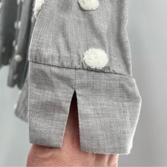 Zara Pom Polka Dot Babydoll Mini Contrast Dress Gray White Shirt Size Medium - Picture 9 of 15